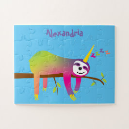 Schlafen Slothicorn Kinder Personalisiert Puzzle