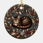 Schlafen Tabby Katze Ornament (Vorne)