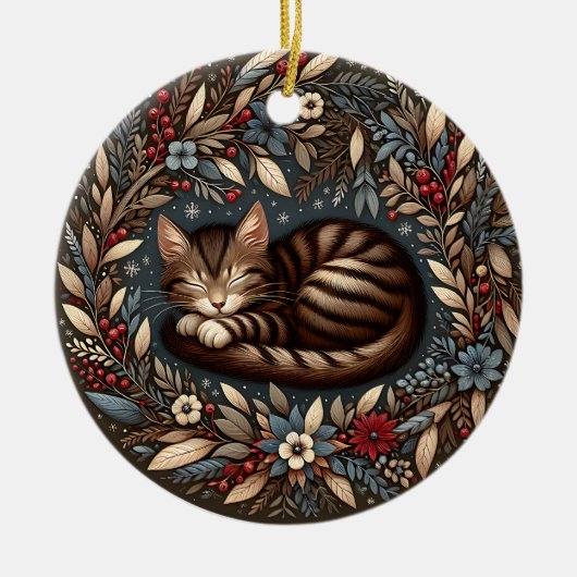 Schlafen Tabby Katze Ornament (Vorne)
