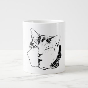 Schlafen Tabby Katze Schwarz & Weiß Tasse
