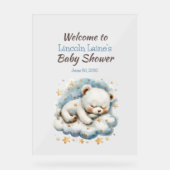 Schlafen Teddybär auf einer Cloud-Babydusche Acrylschild (Vorderseite)
