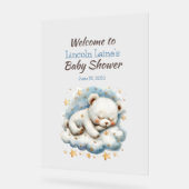 Schlafen Teddybär auf einer Cloud-Babydusche Acrylschild (Winkel)