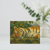 Schlafen Tiger auf Holzfällern Postkarte (Stehend Vorderseite)