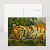 Schlafen Tiger auf Holzfällern Postkarte (Vorne/Hinten)