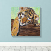 Schlafen Tiger Cub Malerei Leinwanddruck (Insitu (Holzboden))