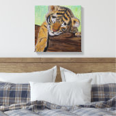 Schlafen Tiger Cub Malerei Leinwanddruck (Insitu (Schlafzimmer))