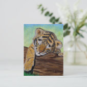 Schlafen Tiger Cub Malerei Postkarte (Stehend Vorderseite)