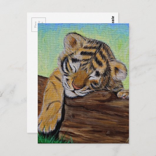 Schlafen Tiger Cub Malerei Postkarte (Vorne/Hinten)