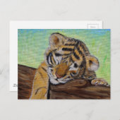 Schlafen Tiger Cub Malerei Postkarte (Vorne/Hinten)