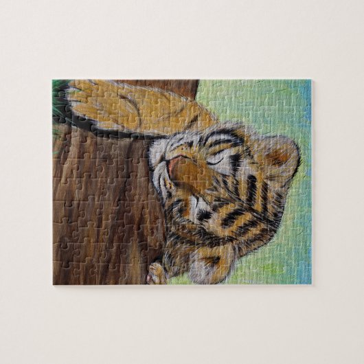 Schlafen Tiger Cub Malerei Puzzle (Horizontal)