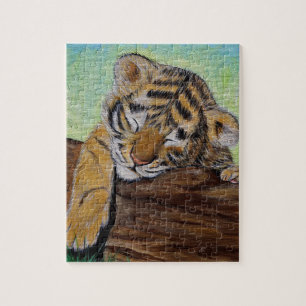 Schlafen Tiger Cub Malerei Puzzle