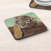 Schlafen Tiger Cub Malerei Untersetzer (Linke Seite)