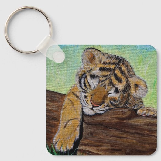 Schlafen Tiger Cub Painting Schlüsselanhänger (Vorderseite)