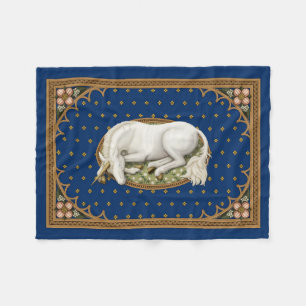 Schlafen Unicorn Royal Blue Medieval Fleecedecke