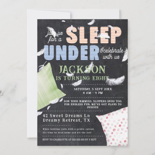 Schlafen unter Niedlicher bunter Sleepoe Geburtsta Einladung (Vorderseite)