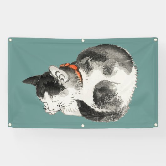 SCHLAFEN VON CAT JAPANISE WOODBLOCK DRUCKBanner Banner (Horizontal)