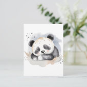 Schlafen Watercolor Baby Panda Bear Postkarte (Stehend Vorderseite)
