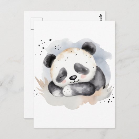 Schlafen Watercolor Baby Panda Bear Postkarte (Vorne/Hinten)