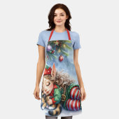 Schlafen Weihnachten Elf mit Calico Kitten Schürze (Getragen)