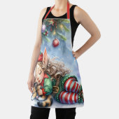 Schlafen Weihnachten Elf mit Calico Kitten Schürze (InSitu)