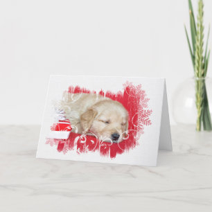 Schlafen Weihnachten Golden Retriever Welpe Karte
