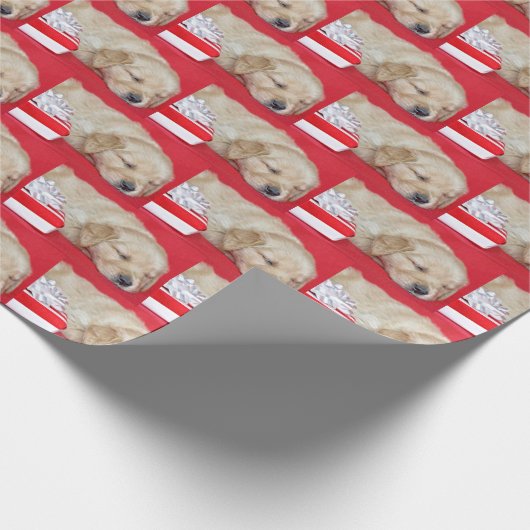 Schlafen Weihnachten Golden Retriever Welpen Geschenkpapier (Ecke)