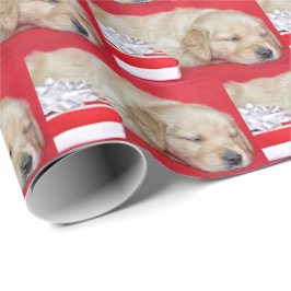 Schlafen Weihnachten Golden Retriever Welpen Geschenkpapier