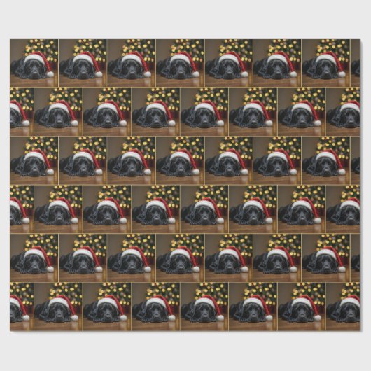 Schlafen Weihnachten Schwarzer Labrador Retriever Geschenkpapier (Flach)