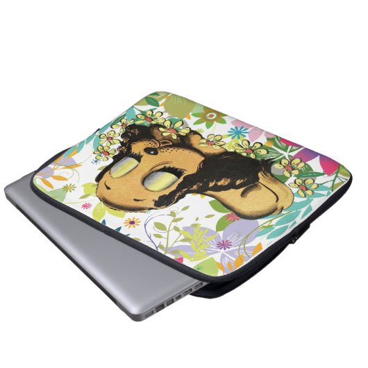 Schlafen Welpe Dog Cartoon Tiere Art Laptopschutzhülle (Vorne Knopf)