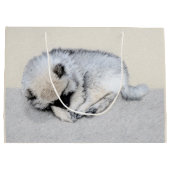 Schlafen Welpenmalerei Original Hundekunst Große Geschenktüte (Rückseite)