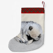 Schlafen Welpenmalerei Original Hundekunst Kleiner Weihnachtsstrumpf (Rückseite)