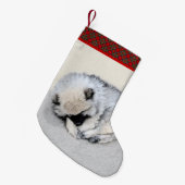 Schlafen Welpenmalerei Original Hundekunst Kleiner Weihnachtsstrumpf (Vorderansicht (hängend))