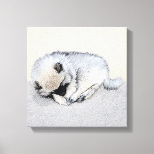 Schlafen Welpenmalerei Original Hundekunst Leinwanddruck
