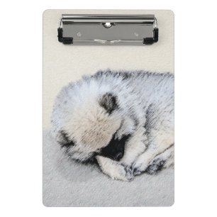 Schlafen Welpenmalerei Original Hundekunst Mini Klemmbrett