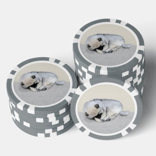 Schlafen Welpenmalerei Original Hundekunst Pokerchips (Stapel)