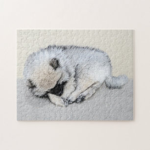 Schlafen Welpenmalerei Original Hundekunst Puzzle