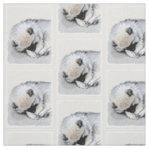Schlafen Welpenmalerei Original Hundekunst Stoff