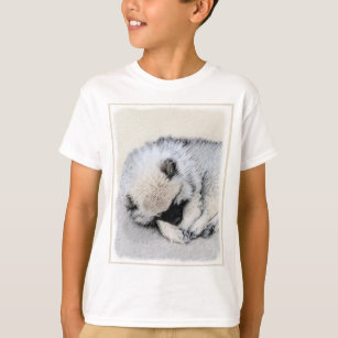 Schlafen Welpenmalerei Original Hundekunst T-Shirt