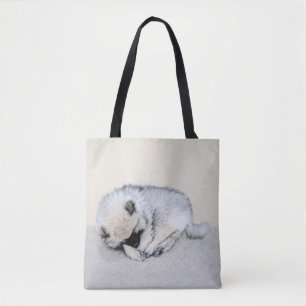 Schlafen Welpenmalerei Original Hundekunst Tasche
