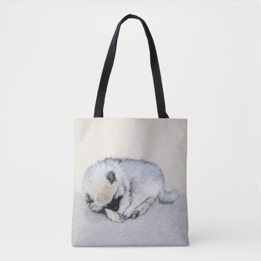 Schlafen Welpenmalerei Original Hundekunst Tasche (Vorderseite)