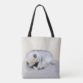 Schlafen Welpenmalerei Original Hundekunst Tasche (Rückseite)