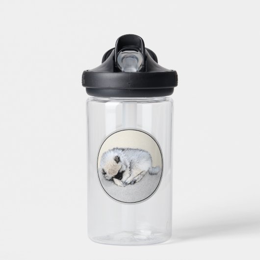Schlafen Welpenmalerei Original Hundekunst Trinkflasche (Vorne)