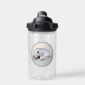 Schlafen Welpenmalerei Original Hundekunst Trinkflasche (Rückseite)