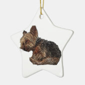 Schlafen Yorkie Keramik Ornament (Links)