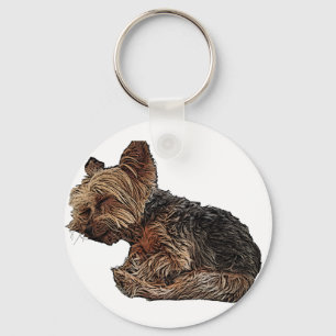 Schlafen Yorkie Schlüsselanhänger