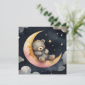Schläfenbär auf dem Mond Einladung (Stehend Vorderseite)