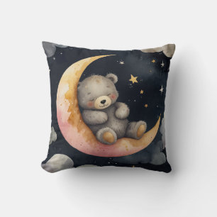Schläfenbär auf dem Mond Kissen