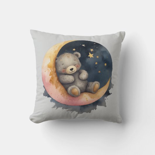 Schläfenbär auf dem Mond Kissen (Vorderseite)