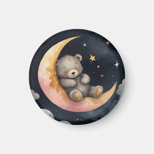 Schläfenbär auf dem Mond Magnet (Vorne)