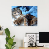 Schlafenblau Aby Katze im Blau Poster (Heimbüro)